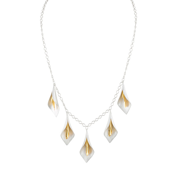 white gold calla lily necklace Calla Lilly Two-Tone Necklace – Rebecca Hook Jewelry