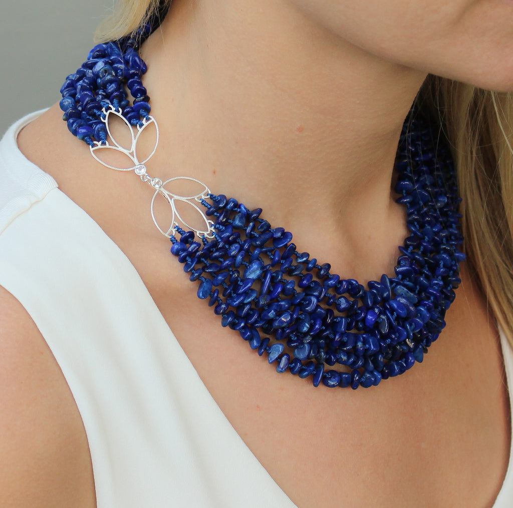 Winter Blossom Necklace with Lapis