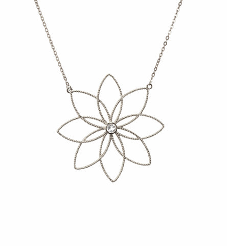 Winter Blossom Necklace with White Topaz