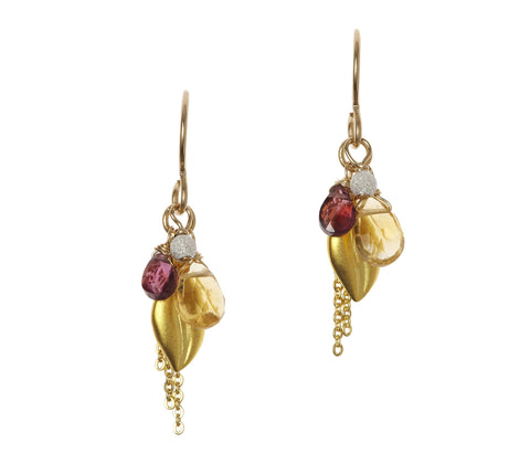 Leaf Cluster Gold Earrings