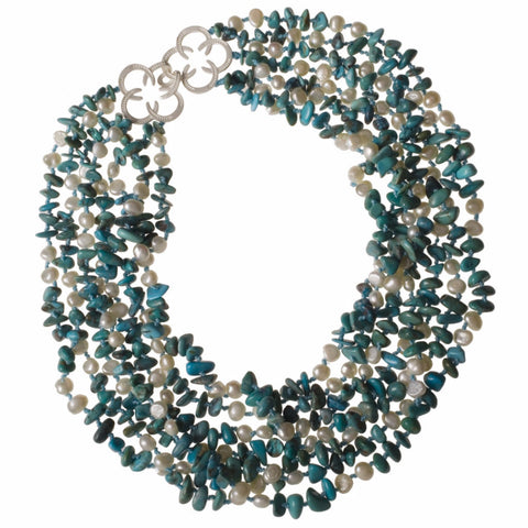 Horseshoe Turquoise and Pearl Necklace