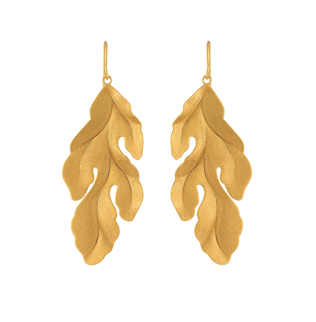 Gold Fashion Big Leaf Hanging Dangle Earrings For Women – Statement Drop Earrings – Nickel-Free