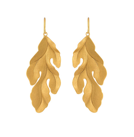 Gold Large Leaf Earrings