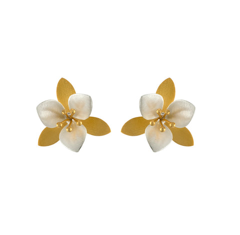 Two-Tone Flower Post Earring