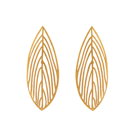 Gold Open Leaf Earrings