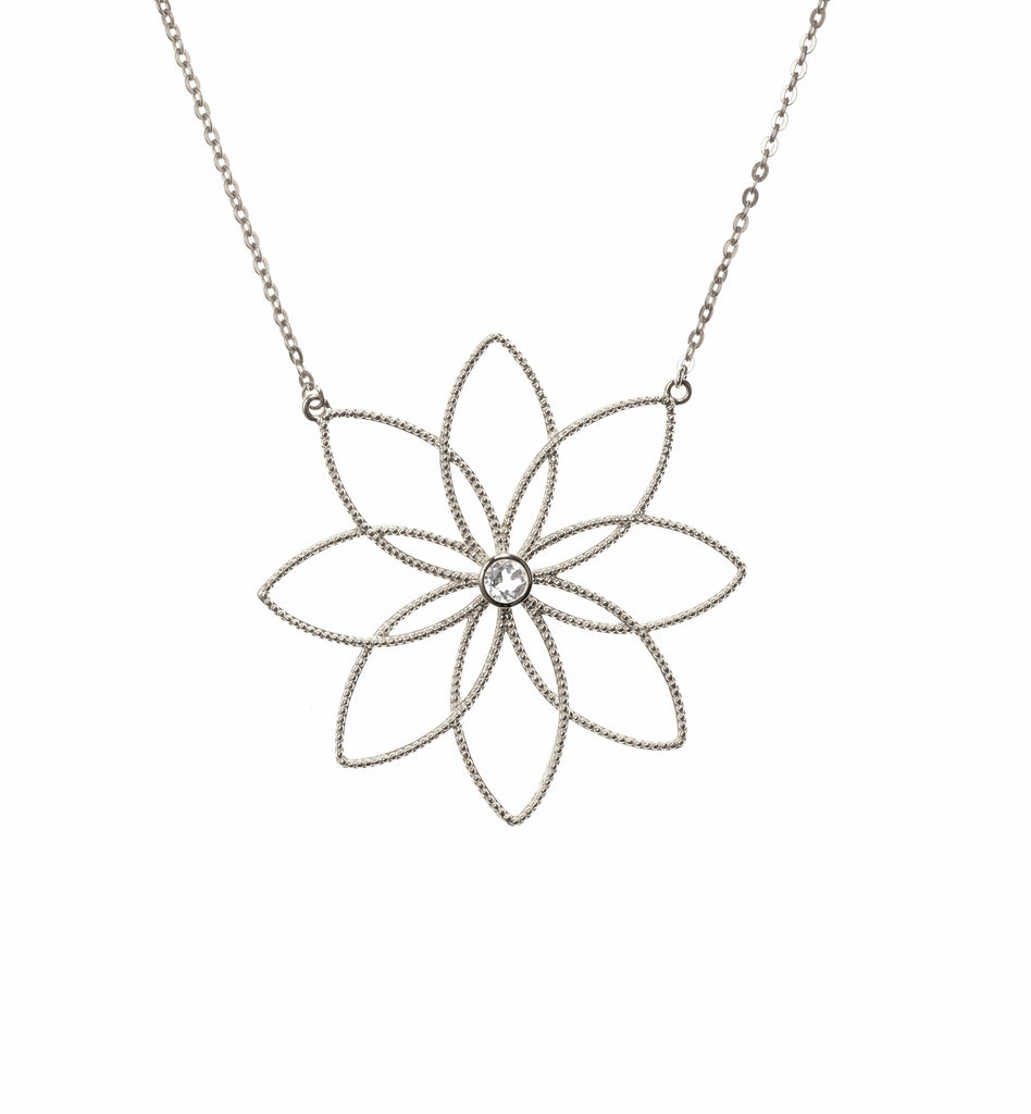 Winter Blossom Necklace with White Topaz