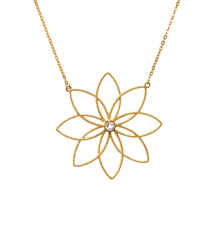 Winter Blossom Gold Necklace with White Topaz